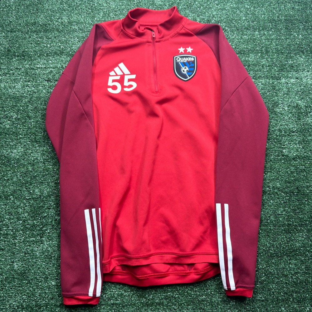 Adidas San Jose Earthquakes MLS Training Top Red Quarter Zip Mens Small #55